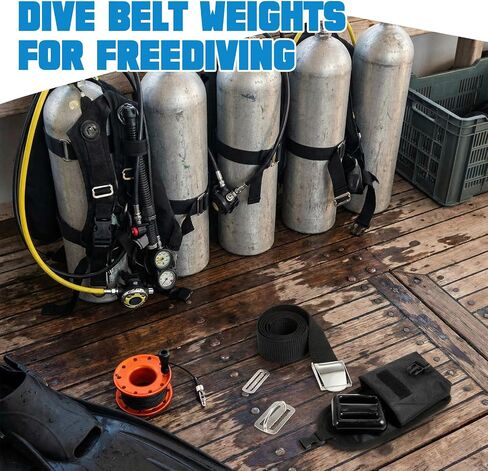 Tellegloww 15 Pcs Scuba Weight Belt Set with 4 Coated Lead Weights, Nylon Quick-Release Belt, Weight Pouches, Keepers & D-Ring Holders for Freediving Spearfishing Snorkeling in Saudi Arabia