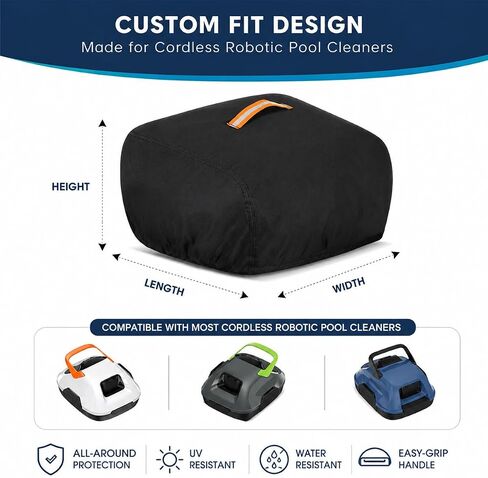 600D Robotic Pool Cleaner Cover for WYBOT C1 2023-2026 | All Weather Windproof Waterproof Dustproof Protective Cover with Adjustable Drawstring Reflective Top Handle in Kuwait