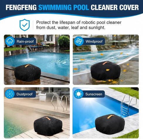 600D Robotic Pool Cleaner Cover for WYBOT C1 2023-2026 | All Weather Windproof Waterproof Dustproof Protective Cover with Adjustable Drawstring Reflective Top Handle in Kuwait