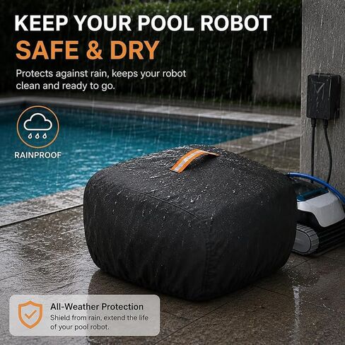 600D Robotic Pool Cleaner Cover for WYBOT C1 2023-2026 | All Weather Windproof Waterproof Dustproof Protective Cover with Adjustable Drawstring Reflective Top Handle in Kuwait