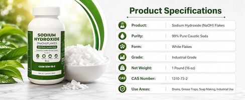 هيدروكسيد الصوديوم (NaOH) 99% رقائق الصودا الكاوية النقية – 1 رطل in Kuwait