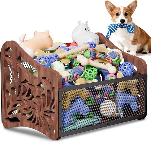 handrong Large Dog Toy Basket,Wood Dog Toy Box,Cat Toy Basket Box,Dogs Toys Storage Bin,Pet Toys Baskets for Living Room Outdoors Organizing Storage in Kuwait