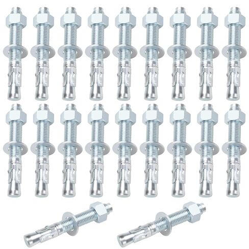 3/4" x 5-1/2" Concrete Anchor Bolts, 20PCS Zinc-Plated Carbon Steel Wedge Anchor in Kuwait
