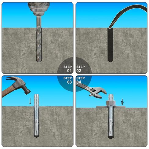 3/4" x 5-1/2" Concrete Anchor Bolts, 20PCS Zinc-Plated Carbon Steel Wedge Anchor in Kuwait