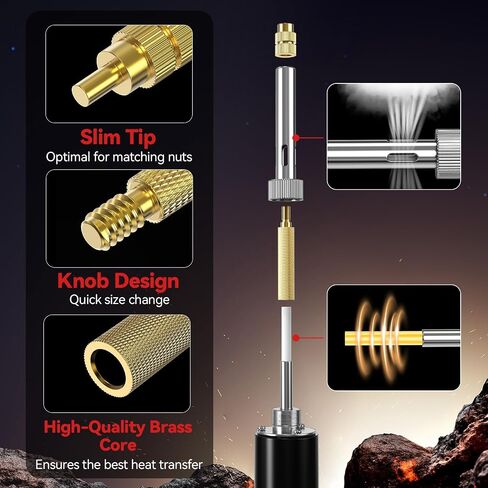 Threaded Inserts Set, 130pcs Heat-Set Inserts with M2 M3 M4 M5 M6 M8 Insert-Tip, 9 Heat-Set Repair Tips, 60w Digital Soldering Iron Holder and Tweezer, for Plastic and 3D Printing Components in Kuwait