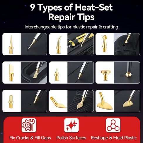 Threaded Inserts Set, 130pcs Heat-Set Inserts with M2 M3 M4 M5 M6 M8 Insert-Tip, 9 Heat-Set Repair Tips, 60w Digital Soldering Iron Holder and Tweezer, for Plastic and 3D Printing Components in Kuwait