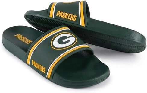 FOCO Green Bay Packers شبشب كبير جدًا للرجال من NFL مصبوب من إسفنج EVA | مقاوم للماء، مرخص رسميًا in Kuwait