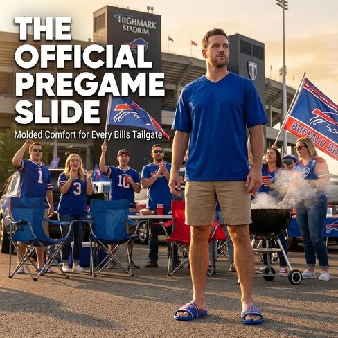 FOCO Buffalo Bills X-Large Slides for Men NFL Molded EVA Foam Sandals | Water Resistant, Officially Licensed in Kuwait