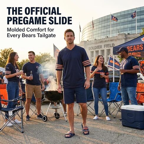 FOCO Chicago Bears X-Large Slides for Men NFL Molded EVA Foam Sandals | Water Resistant, Officially Licensed in Kuwait