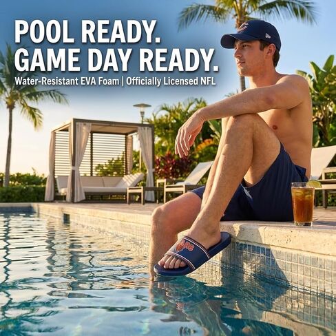 FOCO Chicago Bears X-Large Slides for Men NFL Molded EVA Foam Sandals | Water Resistant, Officially Licensed in Kuwait