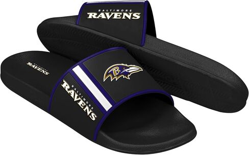 صنادل FOCO Baltimore Ravens X-Large للرجال من NFL المصبوبة من إسفنج EVA | مقاوم للماء، مرخص رسميًا in Kuwait