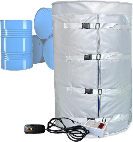 Adjustable 55 Gal Barrel Heater with Insulated Drum Heating Blanket, Thermostat 32-302°F, Perfect for Buckets & Drums, Efficient Black Bucket Heater in Kuwait