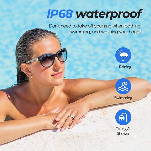 New Smart Ring Health Tracker for Women & Men, Sleep Exercise Health Monitoring, Daily Tracking, iOS/Android Compatible, IP68 Waterproof, No Subscription Required, 5‑Day Battery Life (Black, 9) in Kuwait