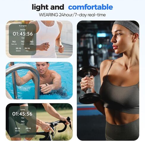 New Smart Ring Health Tracker for Women & Men, Sleep Exercise Health Monitoring, Daily Tracking, iOS/Android Compatible, IP68 Waterproof, No Subscription Required, 5‑Day Battery Life (Black, 9) in Kuwait