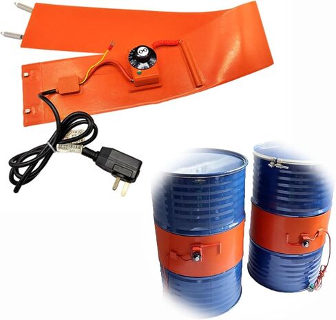 1800W Metal Drum Heater with Adjustable Thermostat, Oil Drum Heating Belt for 100L Grease Keg & Honey Pail, 11.8"x47" Heating Band for Optimal Temperature Regulation & Effici in Kuwait