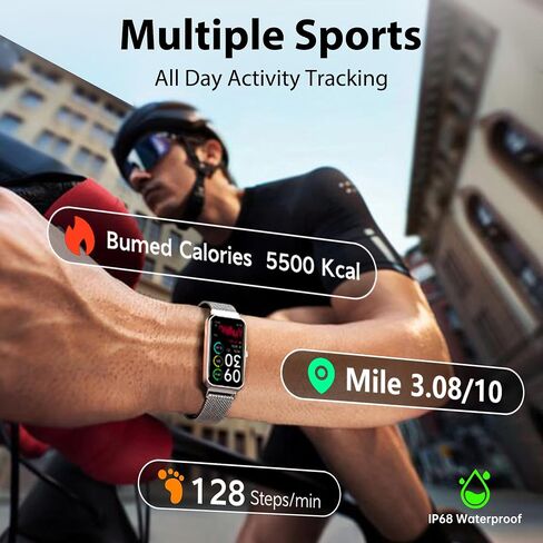 Fitness Tracker with 24/7 Continuous Heart Rate, Blood Oxy-gen Monitor, Smart Watch with Sleep Monitor, IP68 Waterproof Activity Tracker Step Counter for Women Men (Silver) in Kuwait