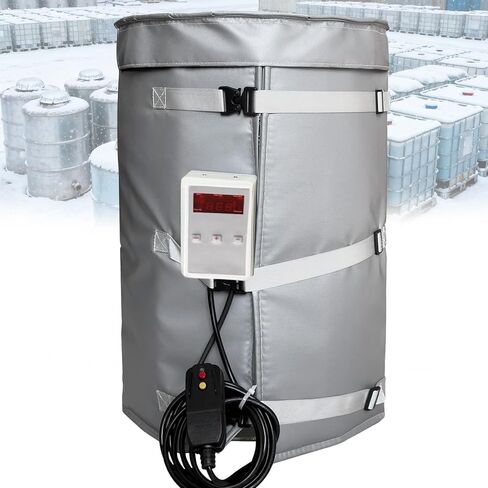55 Gal Insulated Bucket Heater, Drum Heater & Propane Tank Warmer, Adjustable Thermostat 32-302°F, Energy Efficient, Durable Gray Design for Outdoor Use in Kuwait