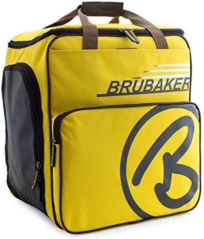 مجموعة BRUBAKER Champion Combo - إصدار محدود - حقيبة أحذية التزلج وحقيبة التزلج لزوج واحد من أدوات التزلج حتى 190 سم، والأعمدة والأحذية الطويلة والخوذة - أصفر بني in Kuwait