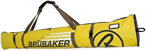 مجموعة BRUBAKER Champion Combo - إصدار محدود - حقيبة أحذية التزلج وحقيبة التزلج لزوج واحد من أدوات التزلج حتى 190 سم، والأعمدة والأحذية الطويلة والخوذة - أصفر بني in Kuwait