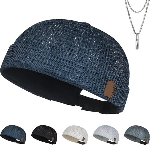 Tyiiplus Hat, Breathable Brimless Hat, Lightweight Mesh Skull Cap, Adjustable Hip-Hop Docker Cap for Summer Outdoor Wear in Kuwait