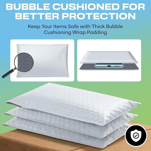 Arctic White Bubble Mailers 6x10 Poly Padded Envelopes #0, 500 Pack | Fits Cards, CDs & Small Items, Self-Seal Closure, Cushioned Protection, Water-Resistant Poly, Bulk Pack for Small Business in Kuwait