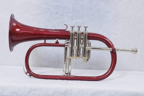 Red Lacquer Flugelhorn with Case and Mouthpiece, 3-Valve Brass Wind Instrument in Kuwait