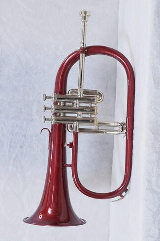Red Lacquer Flugelhorn with Case and Mouthpiece, 3-Valve Brass Wind Instrument in Kuwait