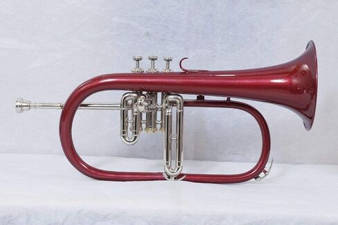 Red Lacquer Flugelhorn with Case and Mouthpiece, 3-Valve Brass Wind Instrument in Kuwait