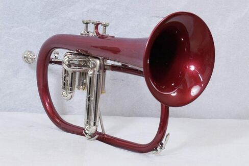 Red Lacquer Flugelhorn with Case and Mouthpiece, 3-Valve Brass Wind Instrument in Kuwait