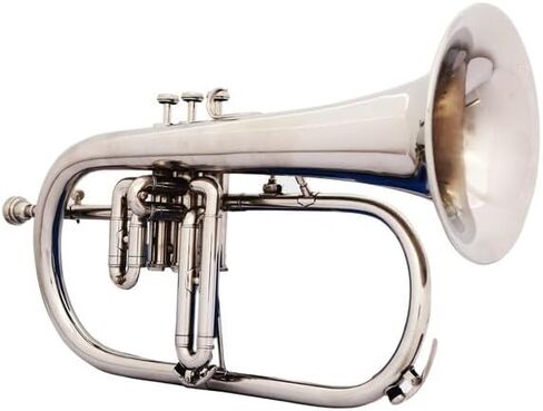 Silver Nickel Flugelhorn, Brass Instrument with 3 Valves with box in Kuwait
