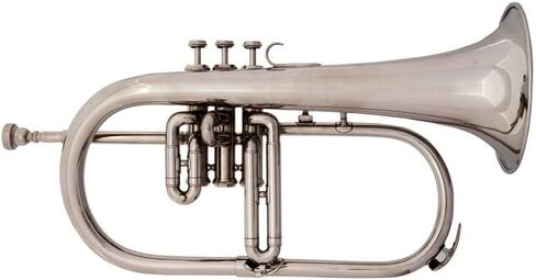 Silver Nickel Flugelhorn, Brass Instrument with 3 Valves with box in Kuwait