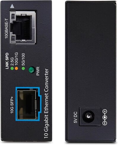 StarTech 10GbE Multi-Gigabit Open SFP+ Fiber Media Converter, Standalone 10 Gigabit Ethernet RJ-45 to 10GBASE-X SFP+, Single-Mode/Multi-Mode, 16K Jumbo Frames - TAA in Kuwait