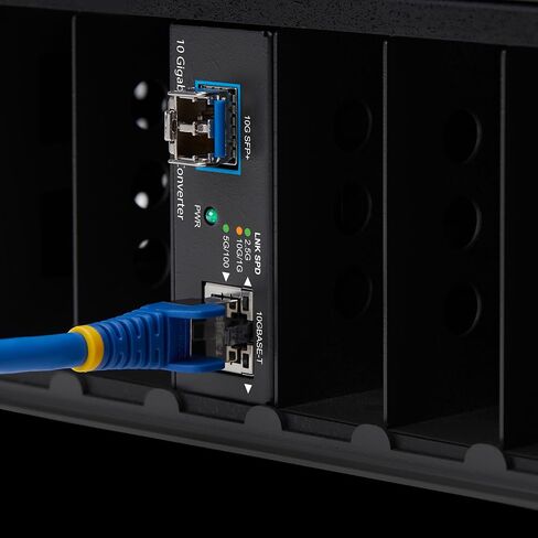 StarTech 10GbE Multi-Gigabit Open SFP+ Fiber Media Converter, Standalone 10 Gigabit Ethernet RJ-45 to 10GBASE-X SFP+, Single-Mode/Multi-Mode, 16K Jumbo Frames - TAA in Kuwait
