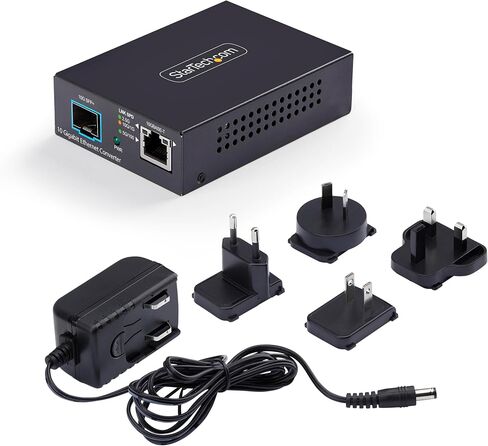 StarTech 10GbE Multi-Gigabit Open SFP+ Fiber Media Converter, Standalone 10 Gigabit Ethernet RJ-45 to 10GBASE-X SFP+, Single-Mode/Multi-Mode, 16K Jumbo Frames - TAA in Kuwait