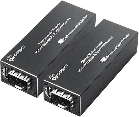 2 Pack Gigabit LC Fiber to Ethernet Media Converter, Mini Ethernet PoE & DC Powered Fiber Media Converter, Mini 1x 10/100/1000Base-T RJ45 to 100FX/1000Base-X SFP Slot Converter Transceiver in Kuwait