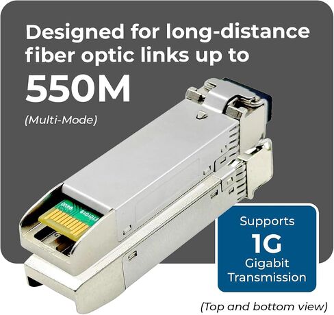وحدة الإرسال والاستقبال الضوئية OREI 1G SFP - 1000BASE Gigabit Fiber SFP، 850 نانومتر متعدد الأوضاع، يصل إلى 550 مترًا، موصل مزدوج LC، متوافق مع محولات شبكة SFP in Kuwait