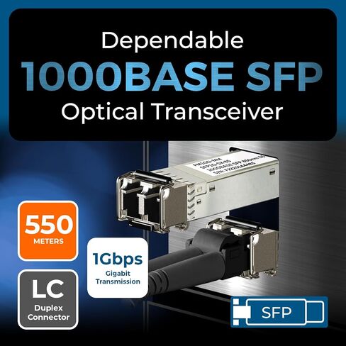 وحدة الإرسال والاستقبال الضوئية OREI 1G SFP - 1000BASE Gigabit Fiber SFP، 850 نانومتر متعدد الأوضاع، يصل إلى 550 مترًا، موصل مزدوج LC، متوافق مع محولات شبكة SFP in Kuwait