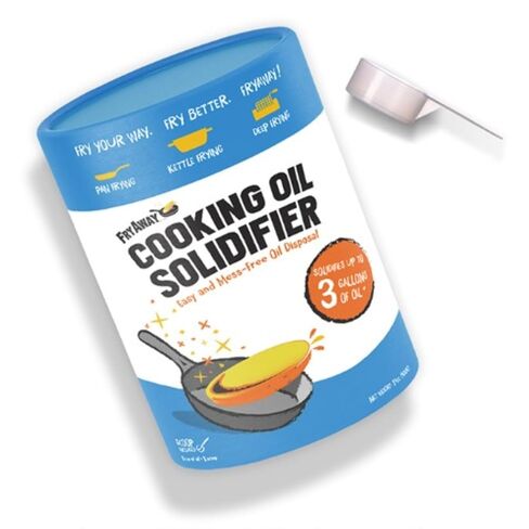 مسحوق تقوية زيت FryAway® MultiFry، 14 أونصة (400 جم) — يعالج ما يصل إلى 3 جالون من الزيت المستخدم — كما يظهر في خزان القرش — OU Kosher، حوض نباتي وصديق للبيئة مزود بمغرفة in Kuwait