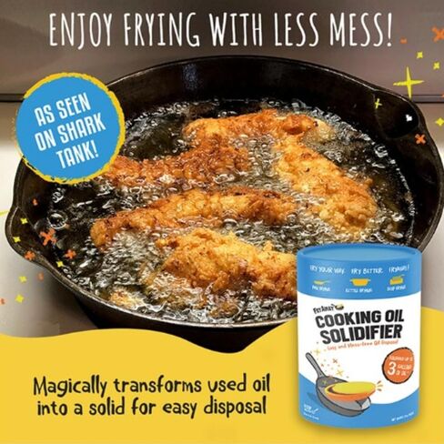 مسحوق تقوية زيت FryAway® MultiFry، 14 أونصة (400 جم) — يعالج ما يصل إلى 3 جالون من الزيت المستخدم — كما يظهر في خزان القرش — OU Kosher، حوض نباتي وصديق للبيئة مزود بمغرفة in Kuwait