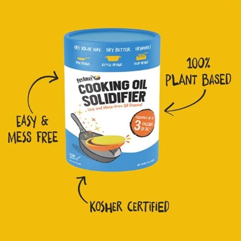 مسحوق تقوية زيت FryAway® MultiFry، 14 أونصة (400 جم) — يعالج ما يصل إلى 3 جالون من الزيت المستخدم — كما يظهر في خزان القرش — OU Kosher، حوض نباتي وصديق للبيئة مزود بمغرفة in Kuwait
