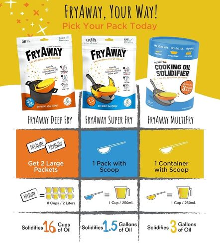 مسحوق تقوية زيت FryAway® MultiFry، 14 أونصة (400 جم) — يعالج ما يصل إلى 3 جالون من الزيت المستخدم — كما يظهر في خزان القرش — OU Kosher، حوض نباتي وصديق للبيئة مزود بمغرفة in Kuwait