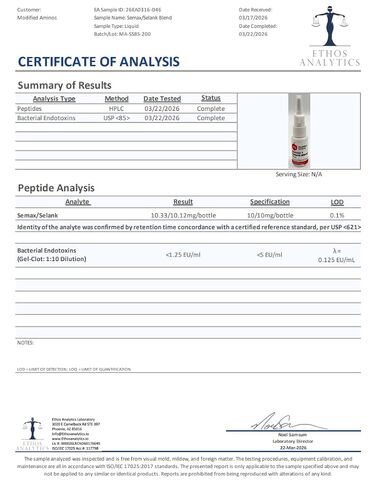 Semax + Selank Spray 5mg/5mg - صنع في الولايات المتحدة الأمريكية - أمينوسات معدلة in Kuwait