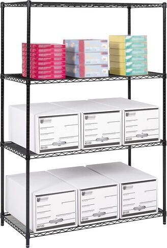 4 Tier Black Epoxy Wire Shelving Kit | NSF Commercial Storage Rack Unit (14" Deep x 42" Wide x 64" High) in Kuwait