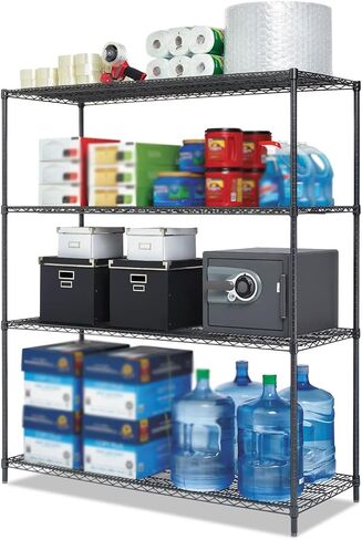 4 Tier Black Epoxy Wire Shelving Kit | NSF Commercial Storage Rack Unit (14" Deep x 42" Wide x 64" High) in Kuwait