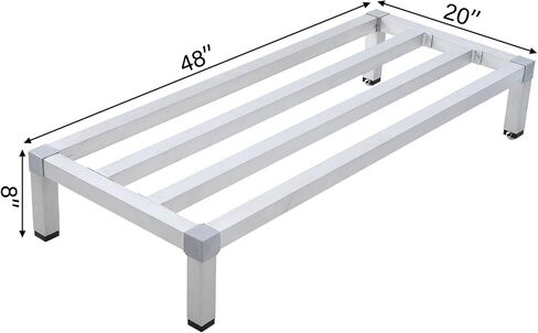 Jojoka Heavy Duty Aluminum Dunnage Rack, 48×20 Inch Elevated Storage Stand, 1500 Lbs Load-Bearing Commercial Shelf, Humidity-Resistant Organizer for Kitchen Restaurant Supermarket Grocery in Kuwait