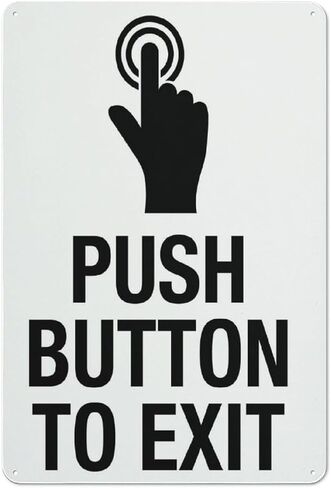 Push Button to Exit Warning Sign 12×8 | 12x8 Inch, Exit Sign in Kuwait