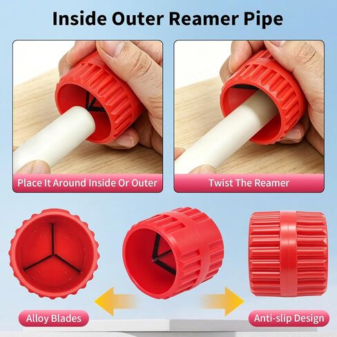13 PCS Pipe Deburring Tool Set, Removal Tools Set for Fittings, Deburring Tool with 5 High Speed Steel Blades,Inner Outer Reamer Pipe Tubing Chamfer Tool for PVC PEX Copper Aluminum Pipes in Saudi Arabia