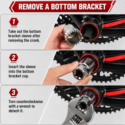 Upgraded Bicycle Crank Puller Set, Bike Crank Removal Tool, Professional Bike Repair Kit for Square Taper and Splined Cranks in Kuwait
