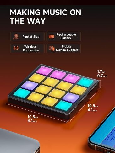 آلة صانع ضربات لوحة التحكم MIDI من Donner مع 16 لوحة إيقاع، وحدة تحكم USB MIDI صغيرة محمولة تتضمن برنامج تكرار الملاحظات وإنتاج الموسيقى، آلة طبل STARRYPAD MINI مع 40 دورة in Kuwait