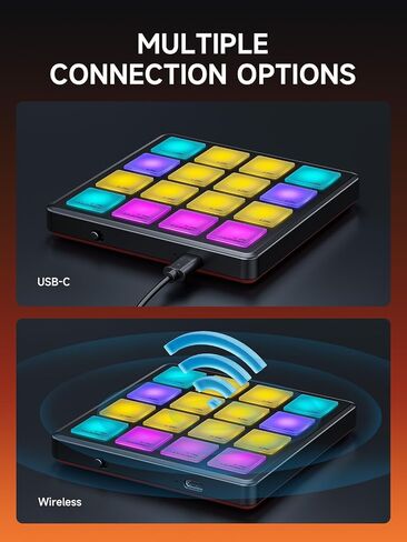 آلة صانع ضربات لوحة التحكم MIDI من Donner مع 16 لوحة إيقاع، وحدة تحكم USB MIDI صغيرة محمولة تتضمن برنامج تكرار الملاحظات وإنتاج الموسيقى، آلة طبل STARRYPAD MINI مع 40 دورة in Kuwait